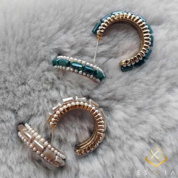 Cubic Pearl Hoop