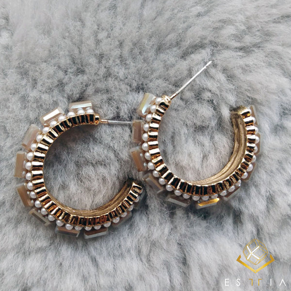 Cubic Pearl Hoop